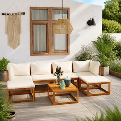 Sturdy 7 Piece Garden Lounge Set with Cream Cushions