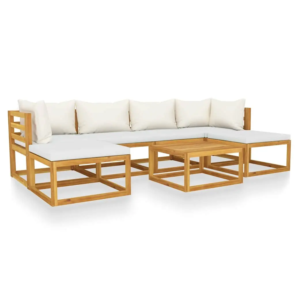 7 Piece Garden Lounge Set with Cream Cushions