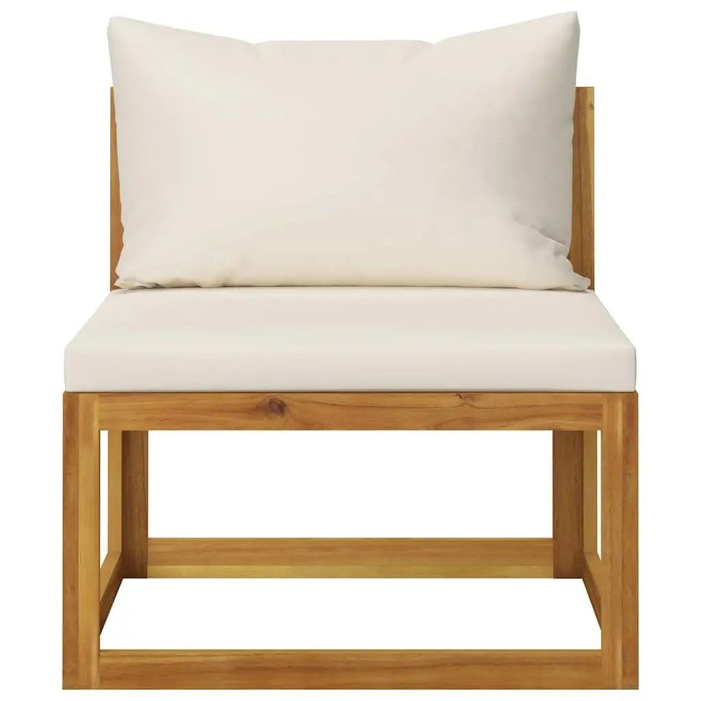 Garden Lounge Set Solid Acacia Wood 7 Piece Modular Outdoor Furniture Cream