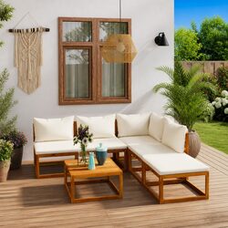 6 Piece Outdoor Garden Lounge Set with Cushions