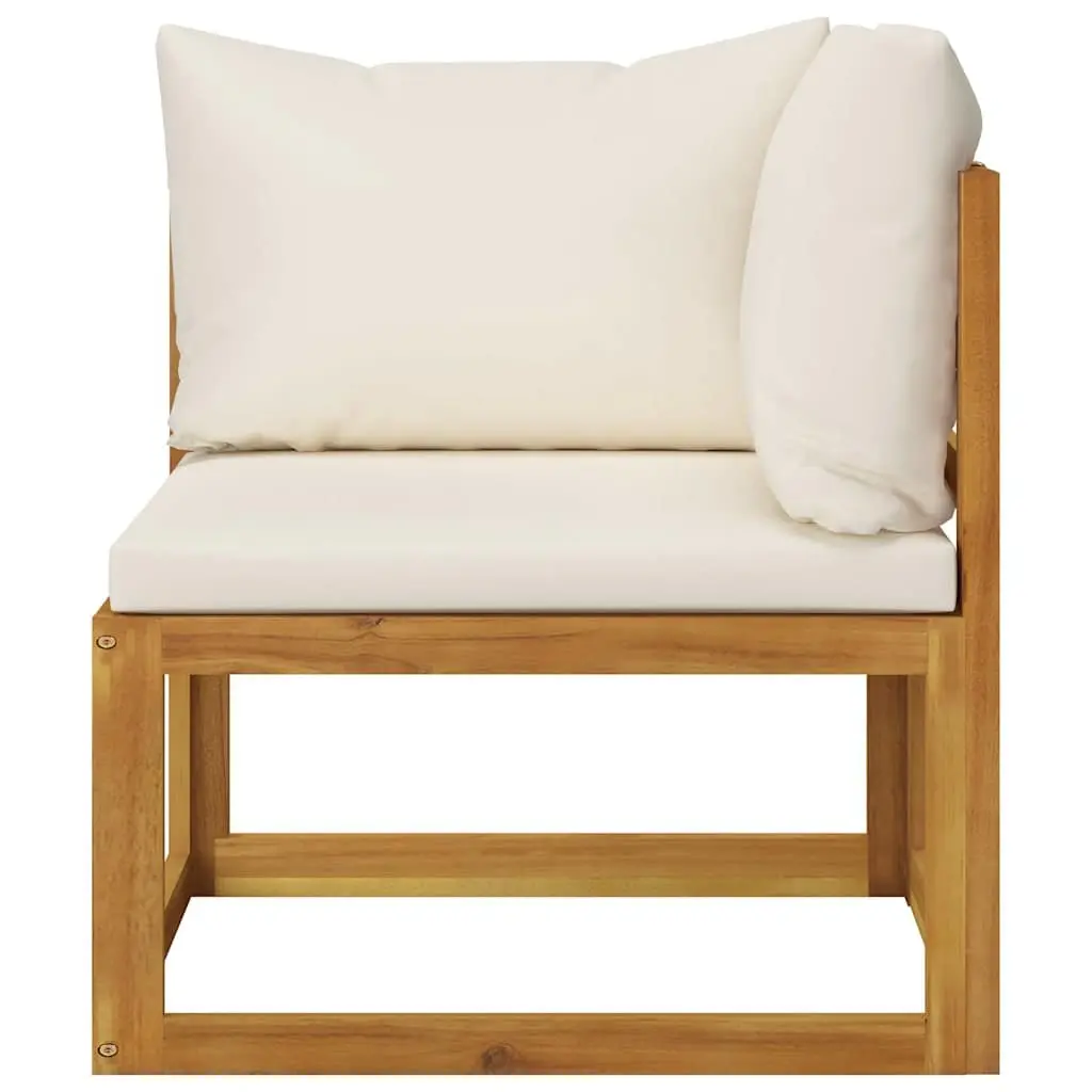 Garden Lounge Set Solid Acacia Wood 6 Piece Modular Seating Cream