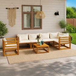 Stylish 7 Piece Garden Lounge Set with Cushions