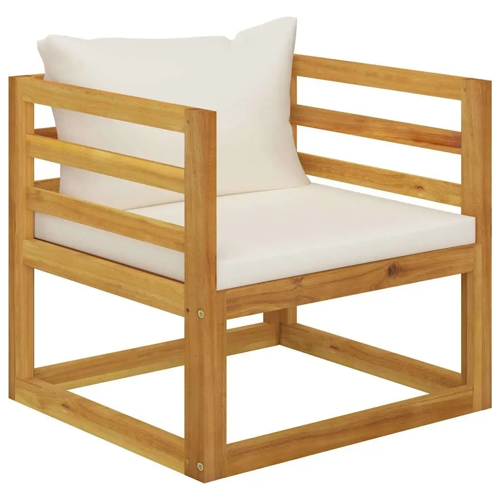 7 Piece Garden Lounge Set Solid Acacia Wood Cream Outdoor Patio Seating with Cushions Coffee Table