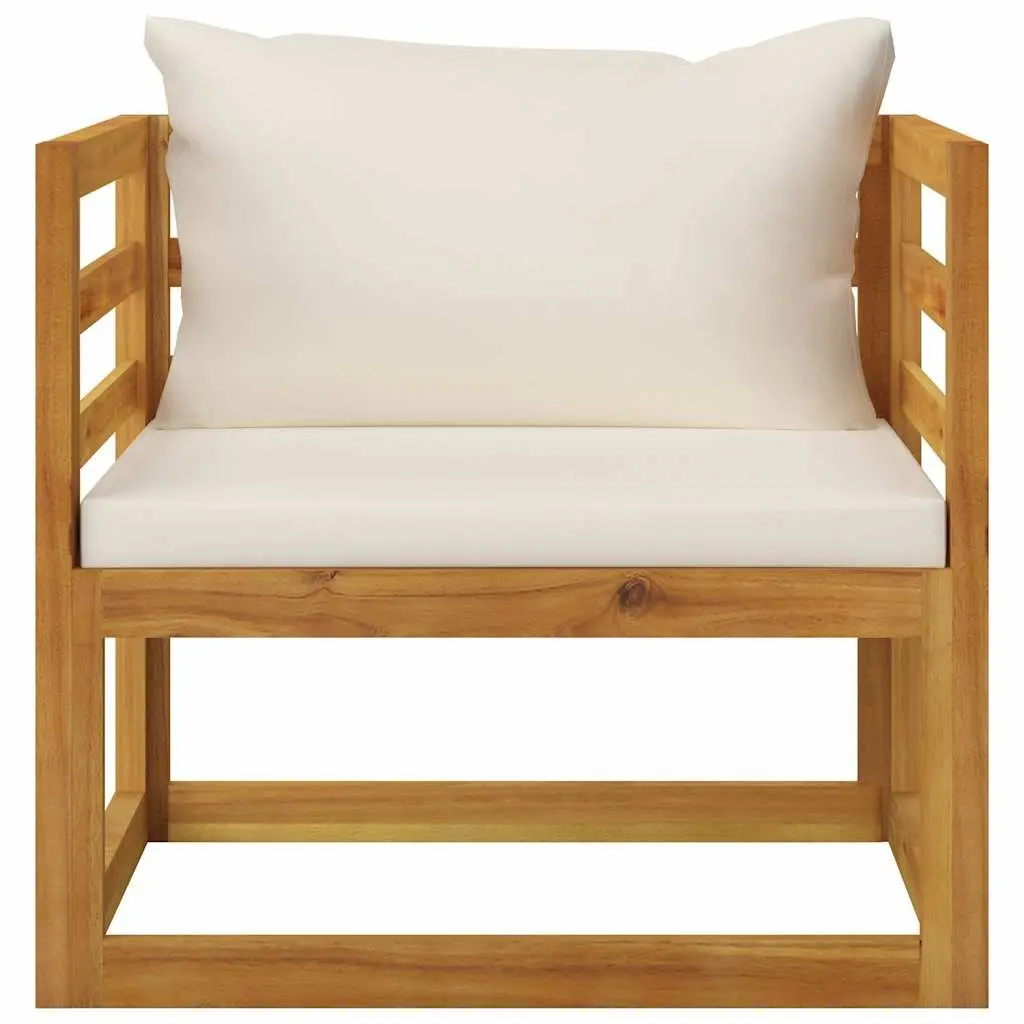 7 Piece Garden Lounge Set Solid Acacia Wood Cream Outdoor Patio Seating with Cushions Coffee Table
