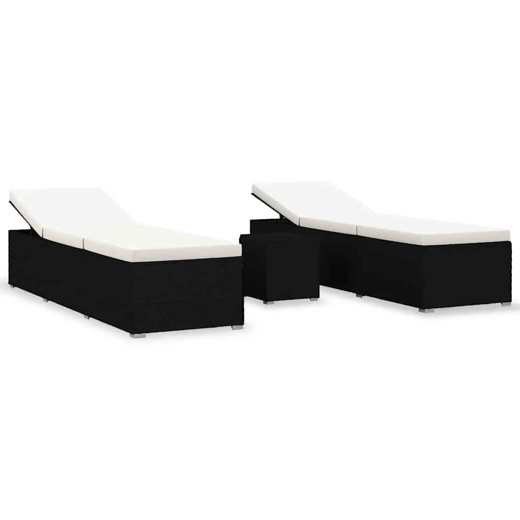 3-Piece Sun Lounger Set with Tea Table