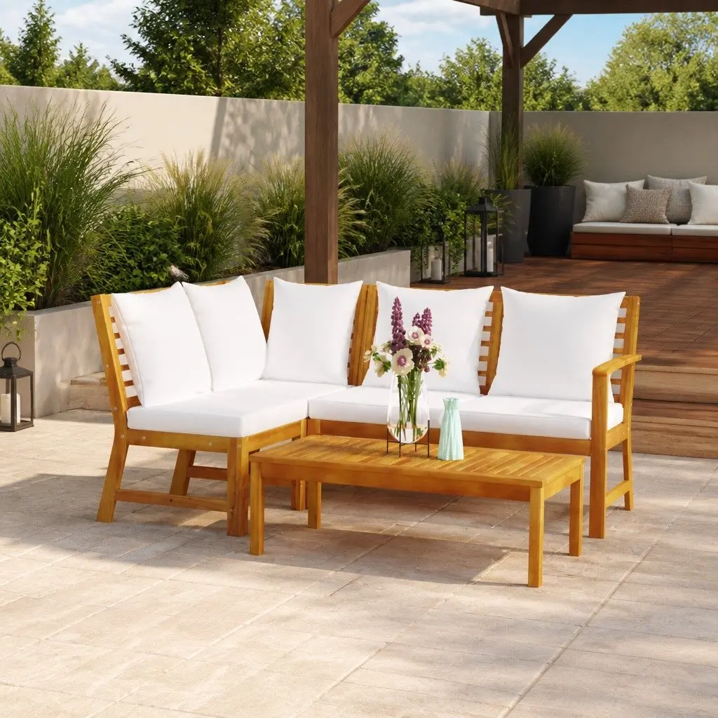 4 Piece Outdoor Sofa Set with Slatted Coffee Table