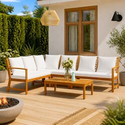 Durable 5 Piece Garden Lounge Set with Cushions and Table