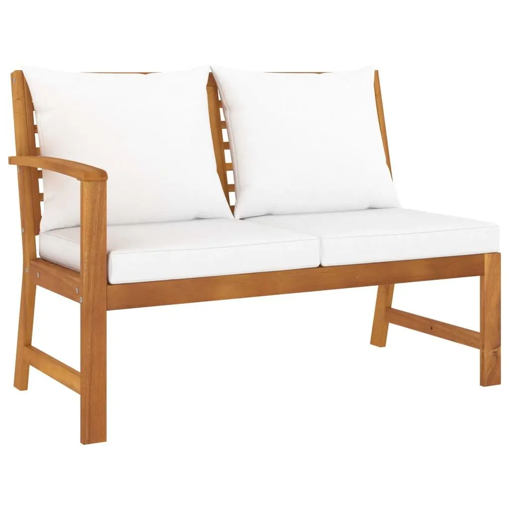 5 Piece Garden Lounge Set Solid Acacia Wood Cream Outdoor Patio Furniture with Cushions Coffee Table