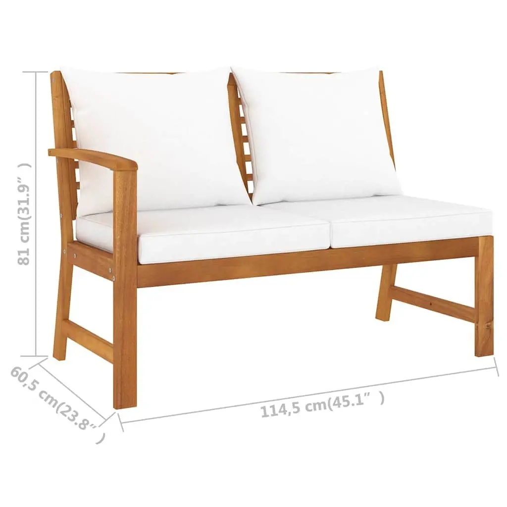 Garden Lounge Set Solid Acacia Wood 6 Piece Outdoor Patio Furniture Sofa Coffee Table Cream