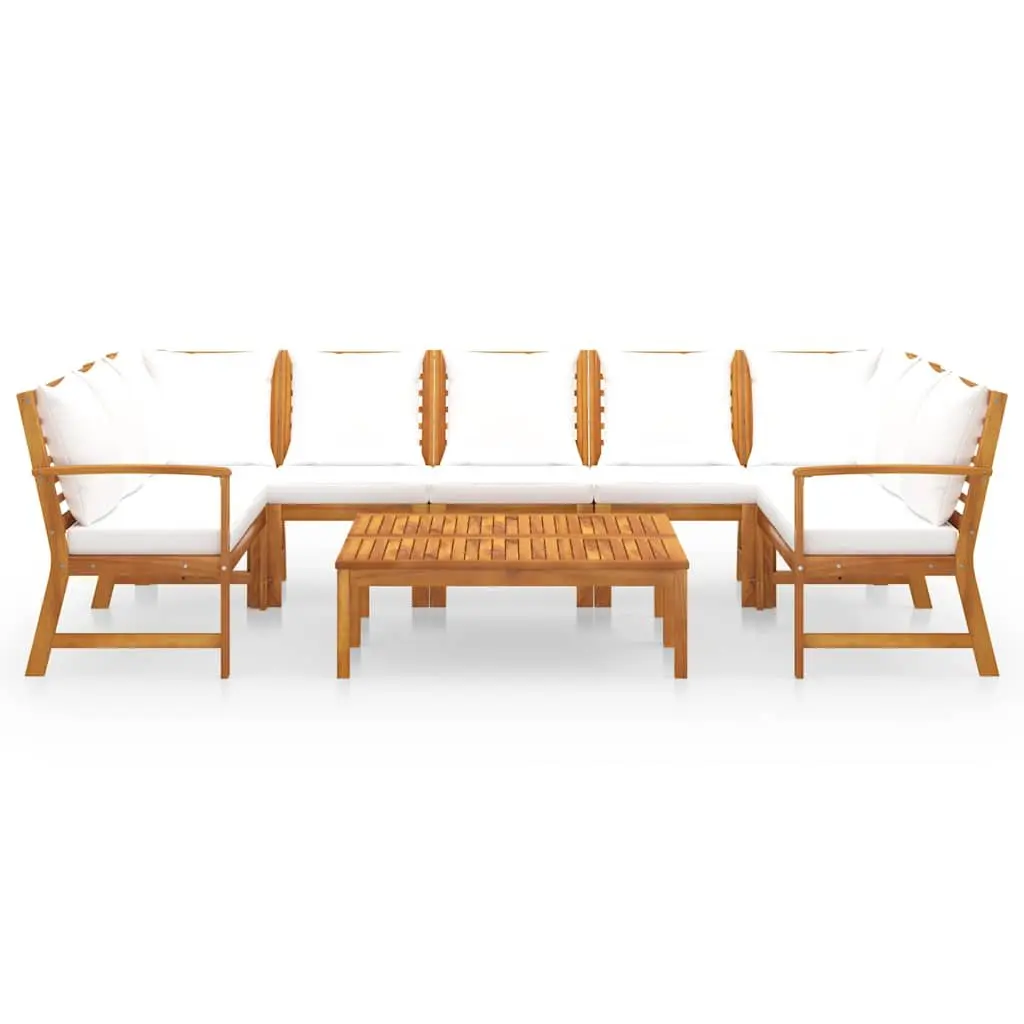 9 Piece Cream Outdoor Lounge Set with Coffee Table