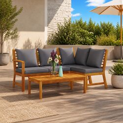 Durable 4 Piece Garden Lounge Set with Sturdy Acacia Frame