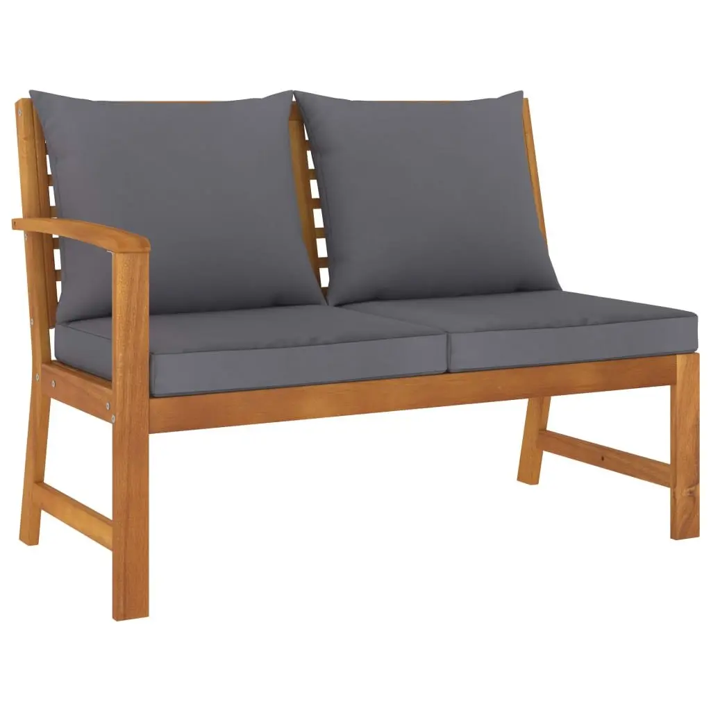 Garden Lounge Set Solid Acacia Wood 4 Piece Grey Outdoor Furniture Patio Sofa Coffee Table Cushions