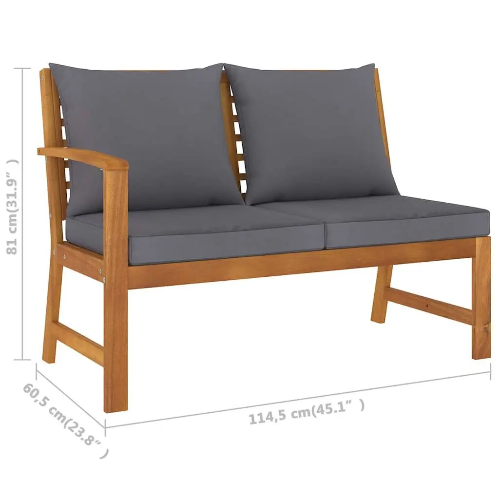 5 Piece Outdoor Garden Lounge Set Solid Acacia Wood Frame Cushions Grey