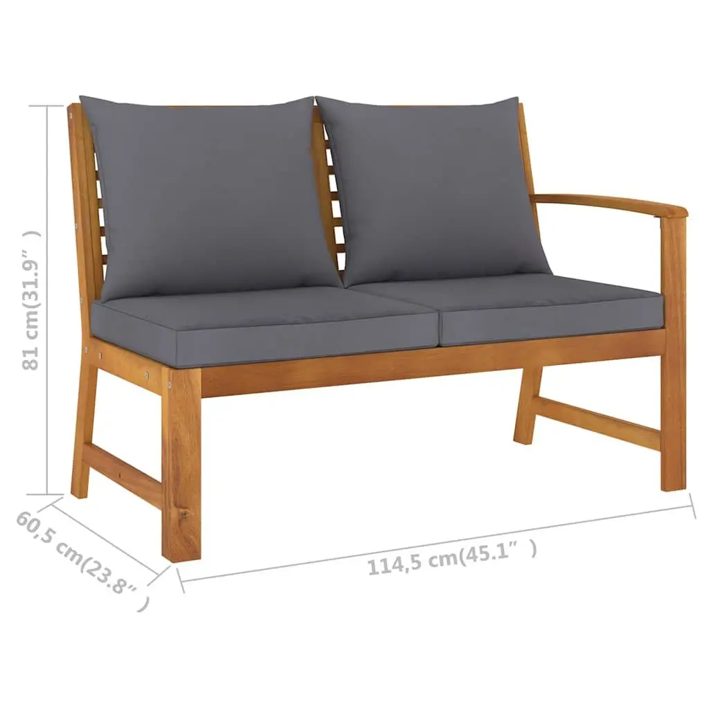 Garden Lounge Set Solid Acacia Wood 9 Piece Outdoor Furniture Patio Sofa Coffee Table Grey Cushion