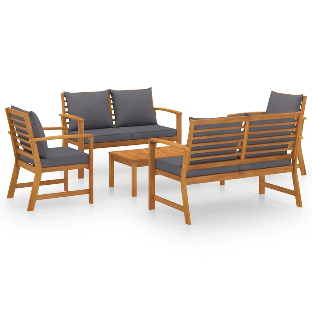 5 Piece Outdoor Garden Lounge Set with Acacia Wood Frame