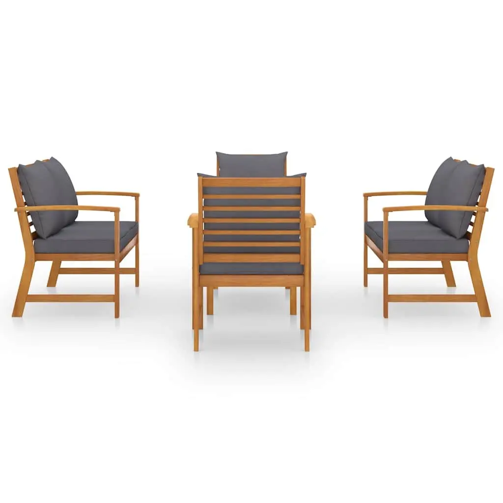5 Piece Outdoor Garden Lounge Set with Acacia Wood Frame