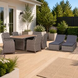 Durable 9-Piece Outdoor Dining Set with Rattan Finish