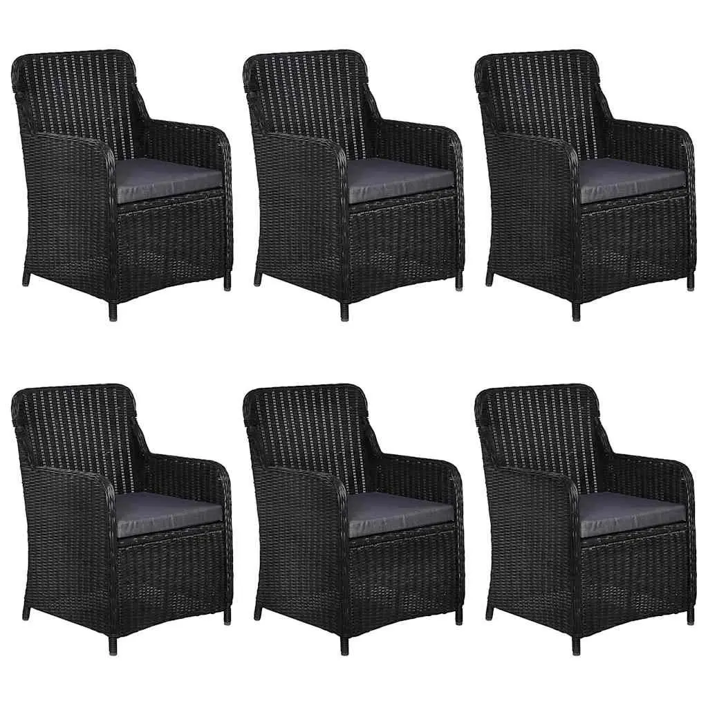 7 Piece Outdoor Dining Set with Black Poly Rattan