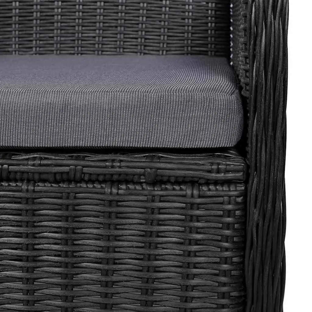 7 Piece Outdoor Dining Set with Black Poly Rattan