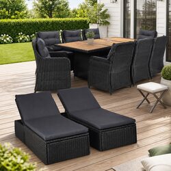11-Piece Black PE Rattan Outdoor Dining Set