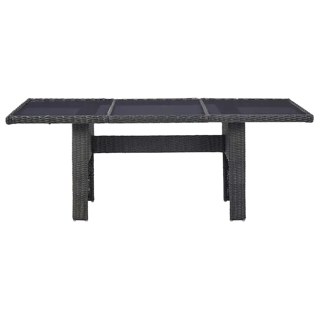 7 Piece Black Half Round Poly Rattan Dining Set