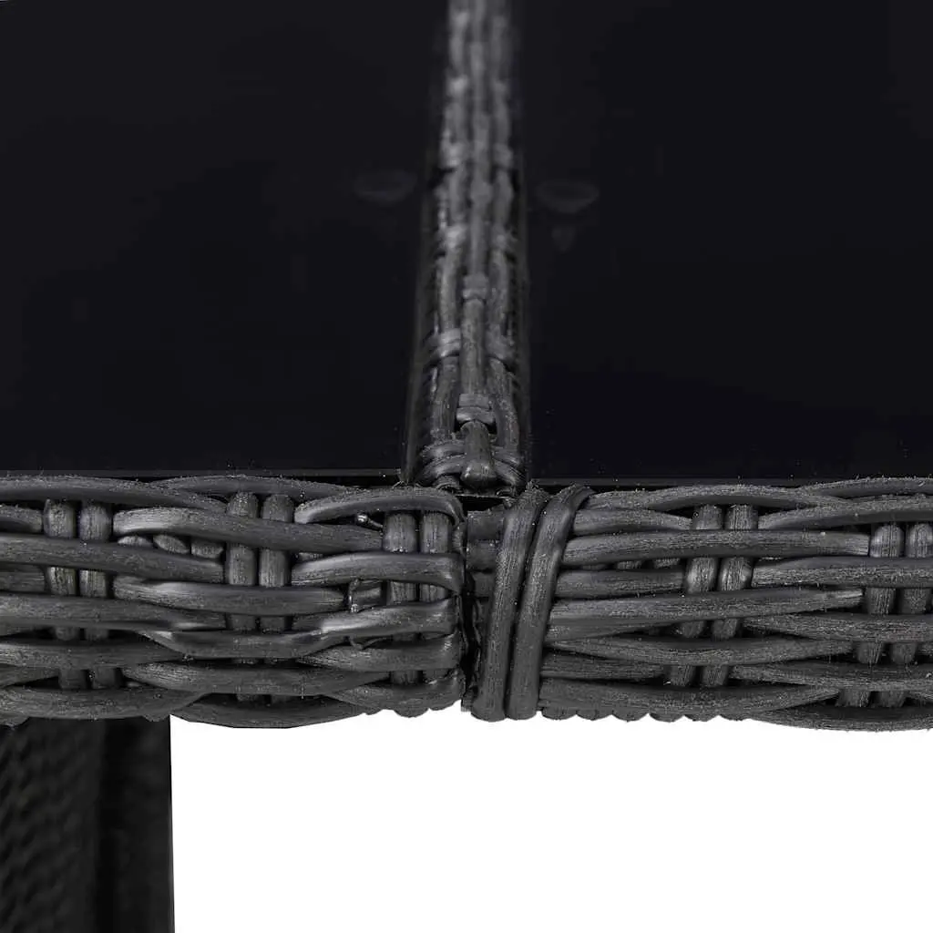 7 Piece Black Half Round Poly Rattan Dining Set