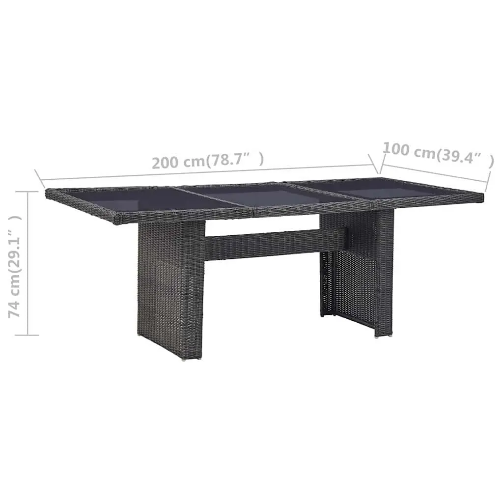 7 Piece Black Half Round Poly Rattan Dining Set