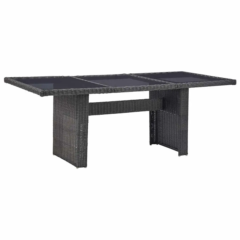 7 Piece Black Half Round Poly Rattan Dining Set