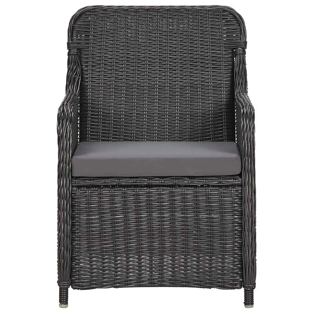 7 Piece Black Half Round Poly Rattan Dining Set