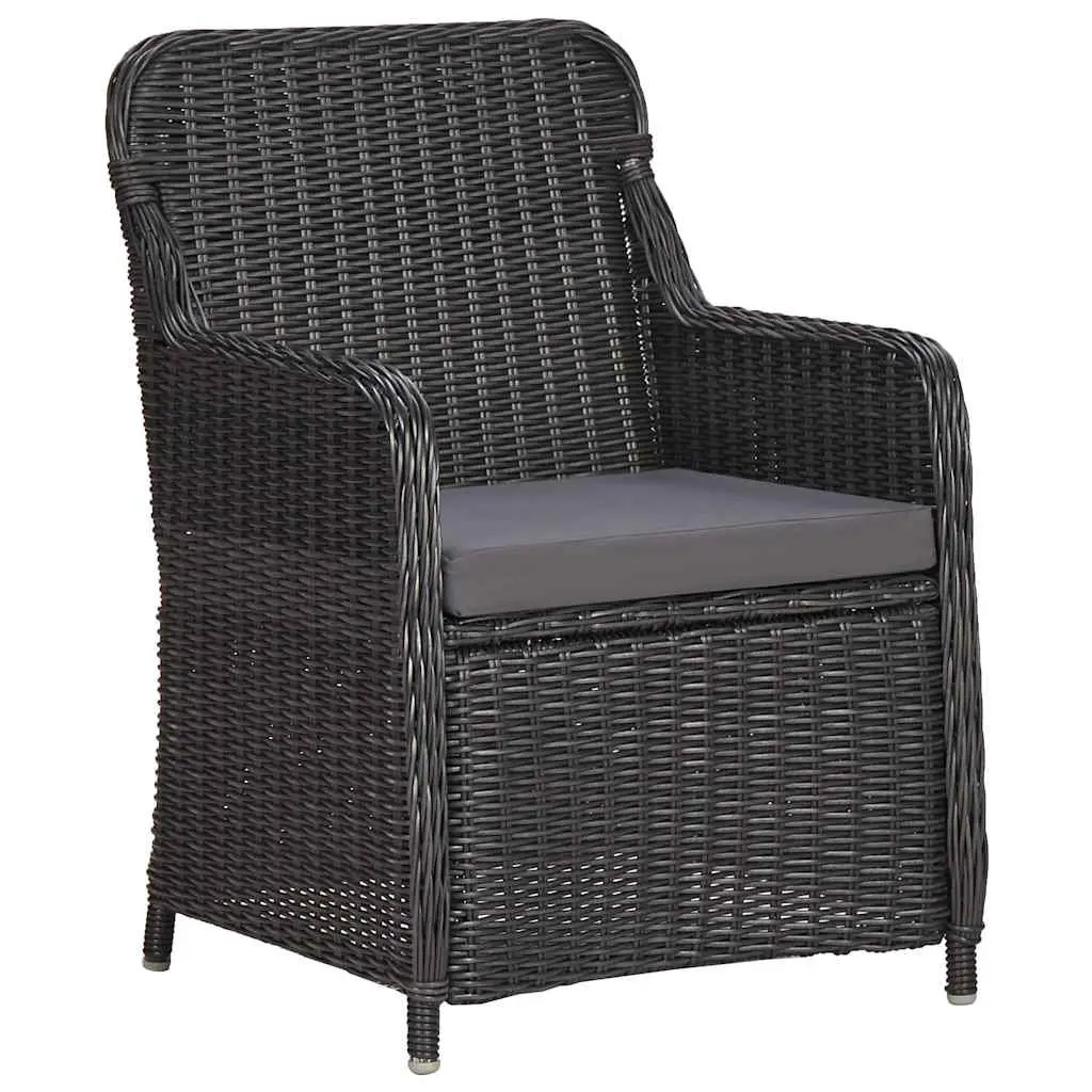 7 Piece Black Half Round Poly Rattan Dining Set