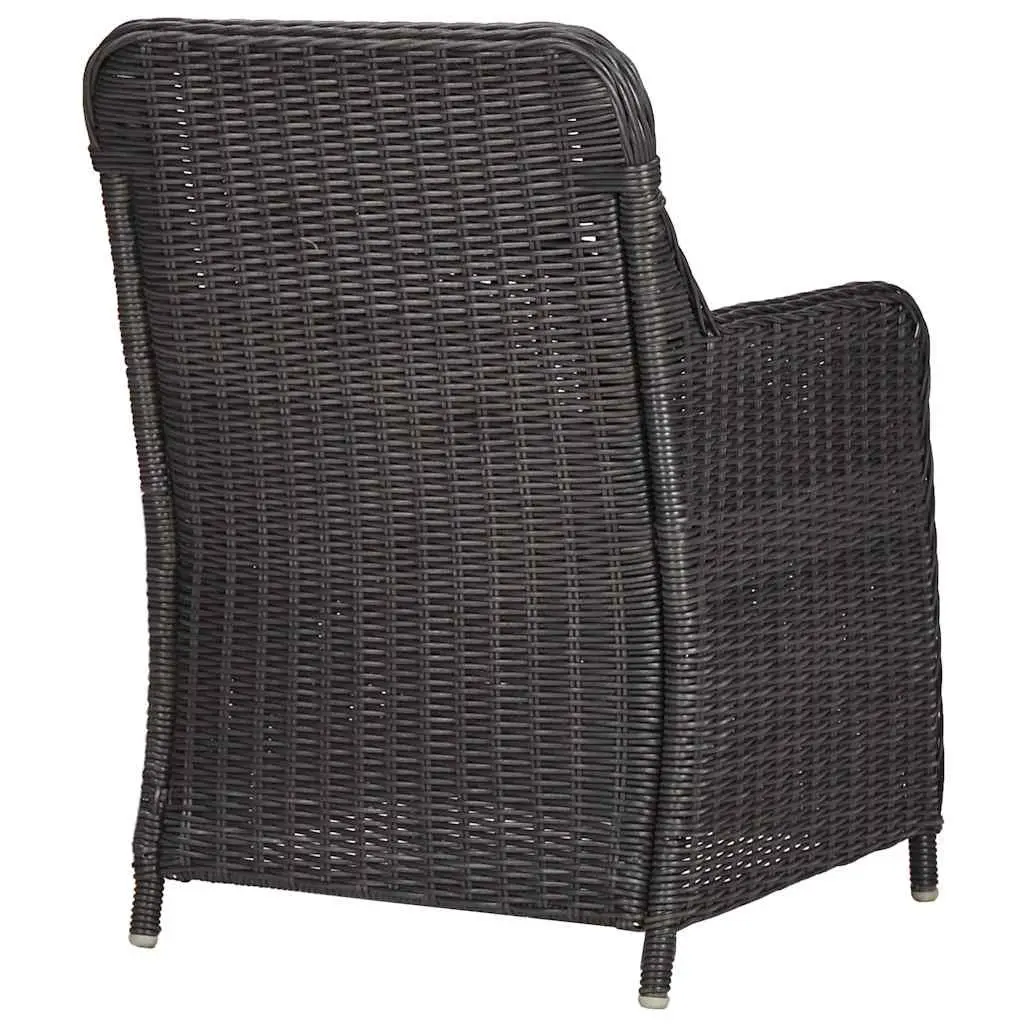7 Piece Black Half Round Poly Rattan Dining Set