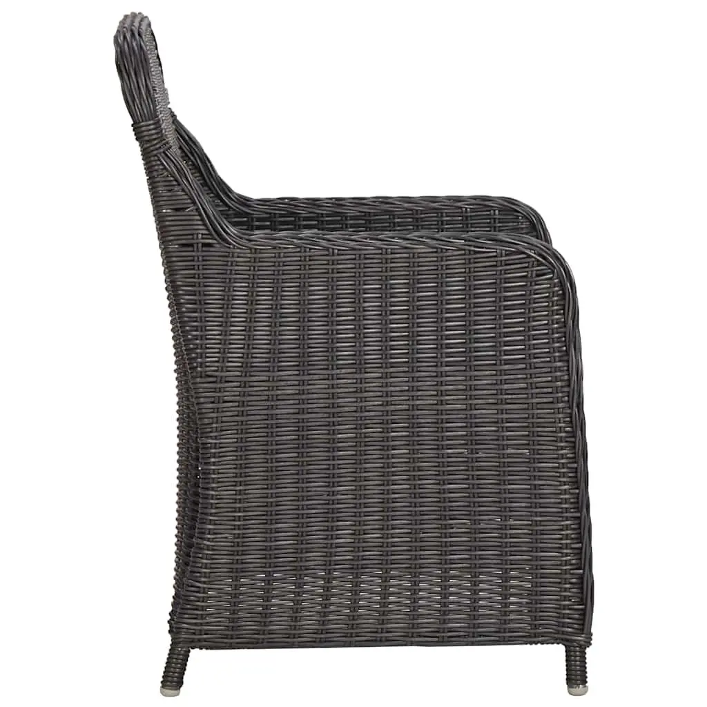7 Piece Black Half Round Poly Rattan Dining Set