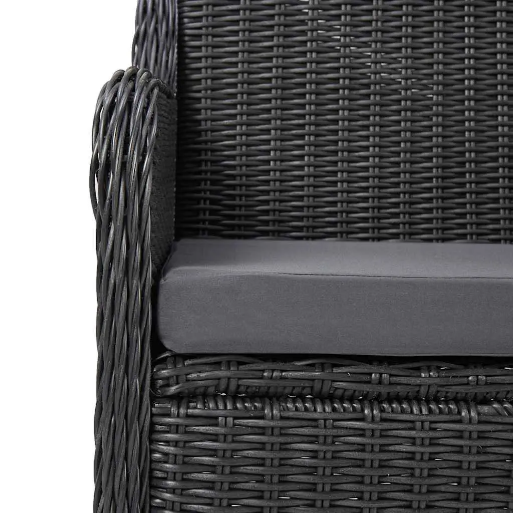 7 Piece Black Half Round Poly Rattan Dining Set