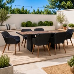 Stylish 7 Piece Outdoor Dining Set with Cushions