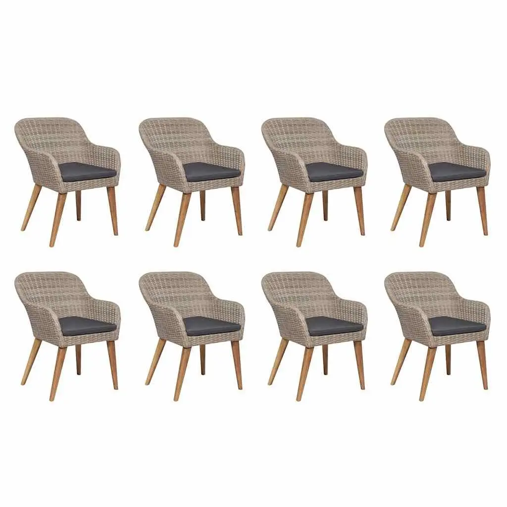 9-Piece Brown Outdoor Dining Set with Poly Rattan