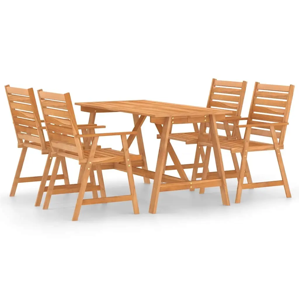 5 Piece Outdoor Dining Set with Solid Wood Table and Chairs