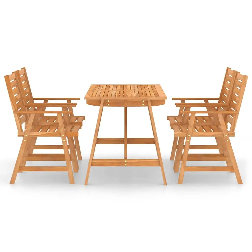 5 Piece Outdoor Dining Set with Solid Wood Table and Chairs