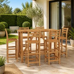 Solid Wood 7 Piece Bar Set for Outdoor Spaces