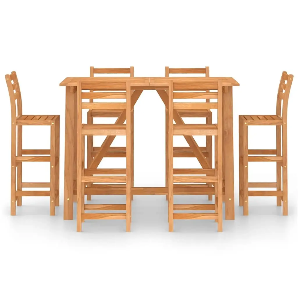 Solid Wood 7 Piece Bar Set for Outdoor Spaces
