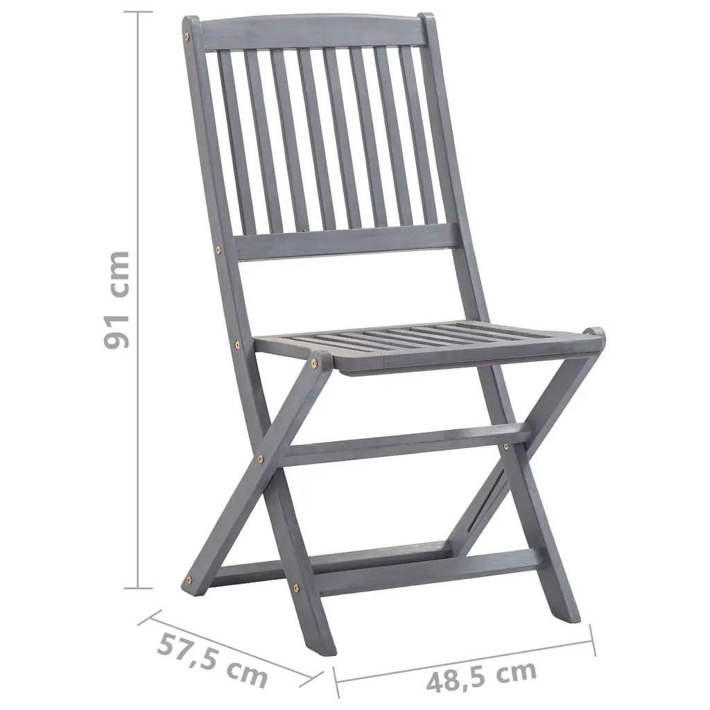 5 Piece Grey Foldable Garden Dining Set in Solid Acacia