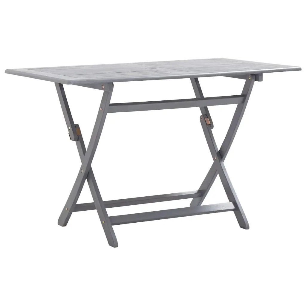 5 Piece Grey Foldable Garden Dining Set in Solid Acacia