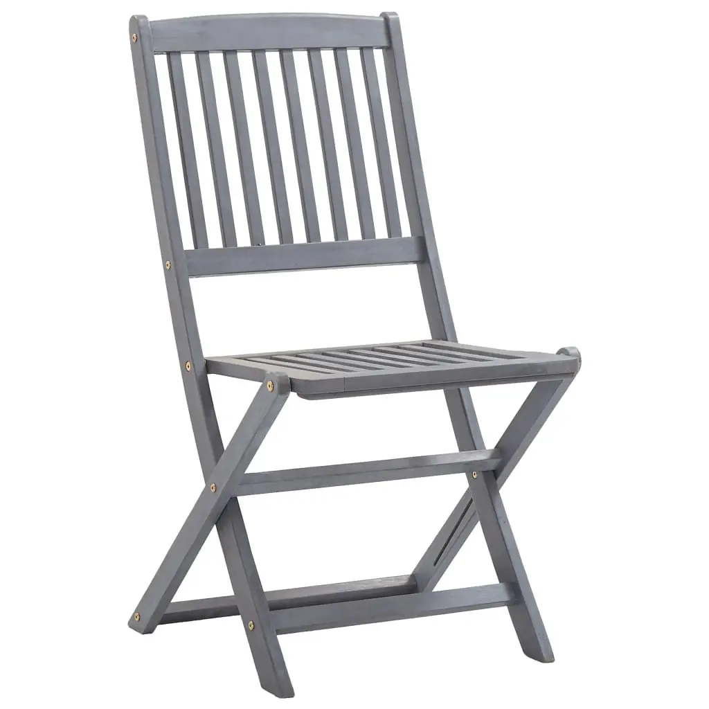 5 Piece Grey Foldable Garden Dining Set in Solid Acacia