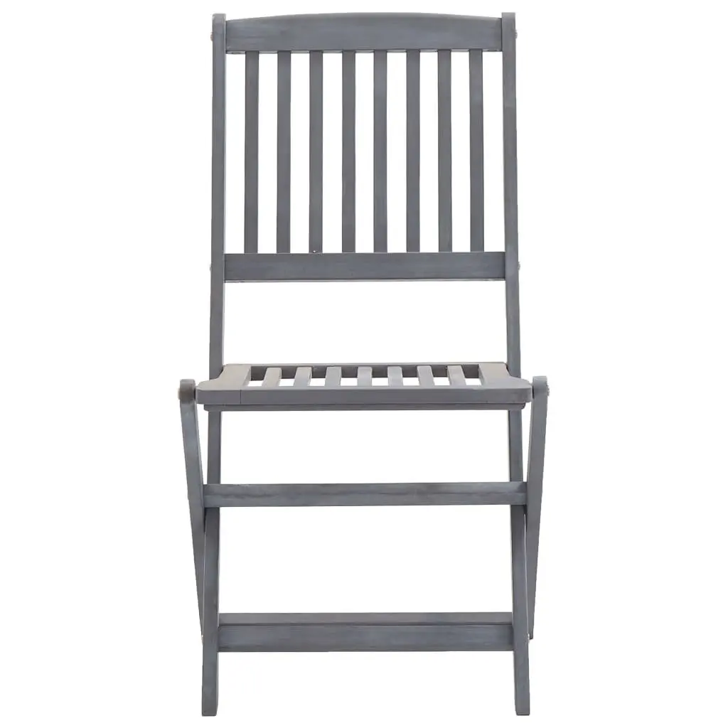 5 Piece Grey Foldable Garden Dining Set in Solid Acacia