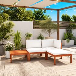 4-Piece Outdoor Furniture Set with Rope Backrest