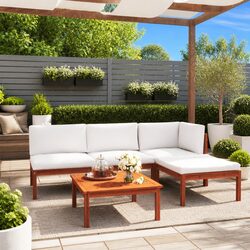 Stylish 5 Piece Outdoor Garden Lounge Set with Rope Woven Backrests