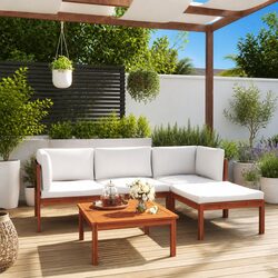 5 Piece Garden Lounge Set with Rope Backrest