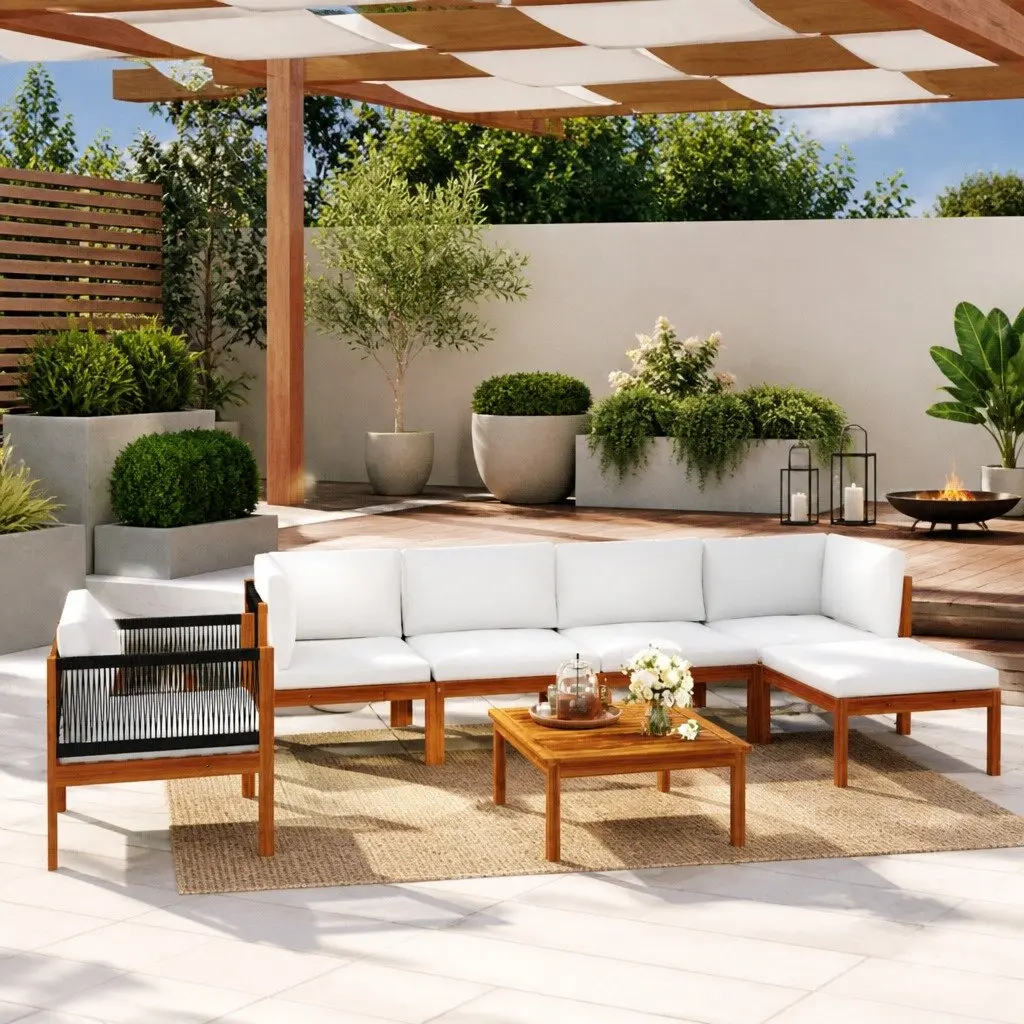 7-Piece Outdoor Lounge Set with Rope Backrests