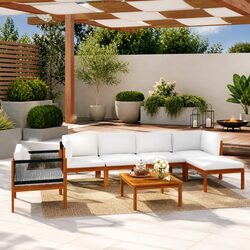 7-Piece Outdoor Lounge Set with Rope Backrests