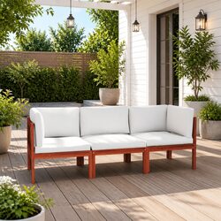 Durable 3-Seater Garden Sofa with Rope Backrest in Cream