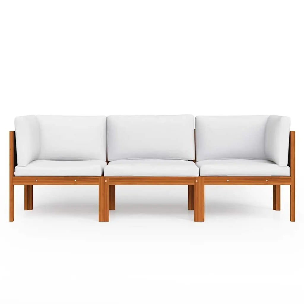 3-Seater Garden Sofa with Rope Backrest in Cream